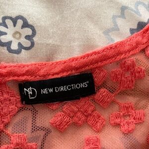 New Directions Coral Floral Lace Overlay